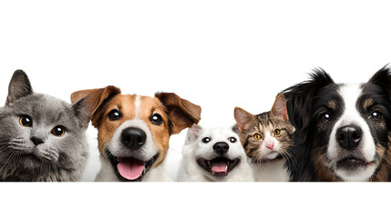 Fototapeta premium Portrait of a dog Russian Spaniel and cat Scottish Straight isolated on white background