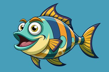 vector illustration of cartoon fish