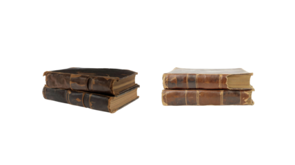 Old books stacked on transparent background png