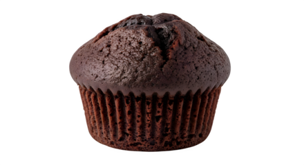 A single chocolate muffin isolated against a black background    .ai generative, transparent background, white background. isolated on white background