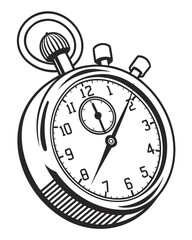 Classic stopwatch illustration with two buttons and a small dial