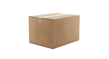A cardboard box sealed with tape on a plain black background    .ai generative, transparent background, white background. isolated on white background