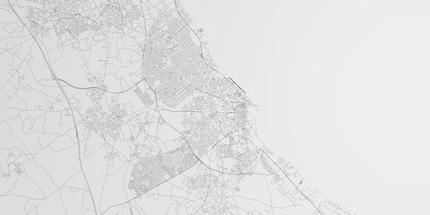 Sousse (Tunisia) street map. The style of the map is black lines