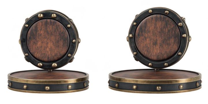 Steampunk Style Drum-Shaped Bookends with Decorative Studs