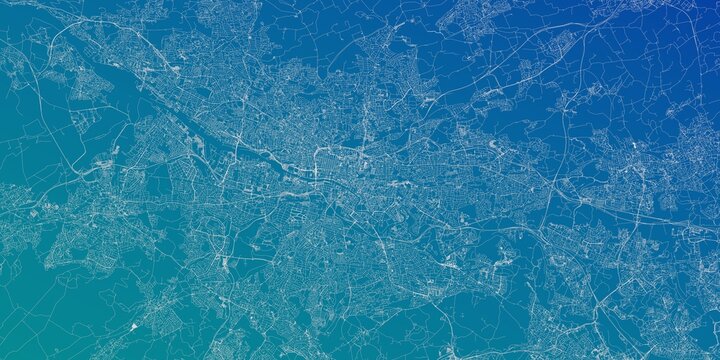 Glasgow (United Kingdom) street map. The style of the map is blue gradient