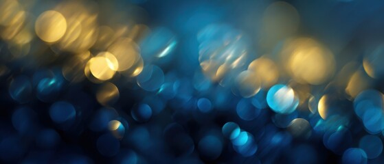 The mesmerizing glow of abstract blue and golden bokeh lights.