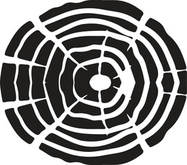 Cross sections of tree growth rings. Set of tree stumps isolated. Collection of slices of tree with growth rings, slabs of tree trunk.
