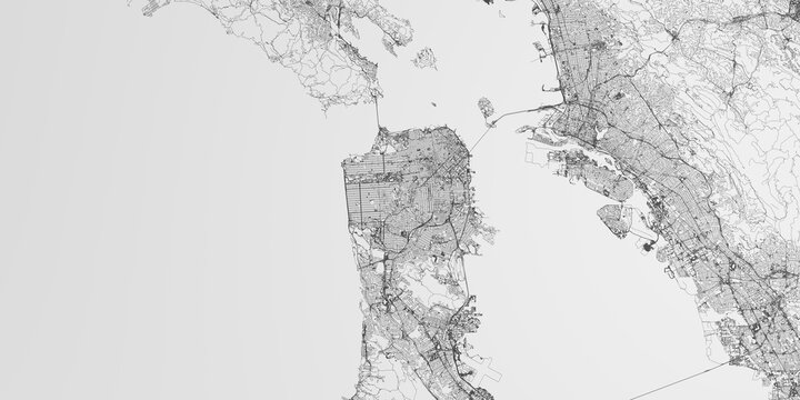 San Fransisco (California, USA) street map. The style of the map is black lines