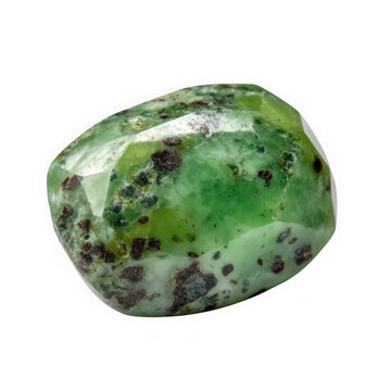 Green jade jemstone on white backgroud.