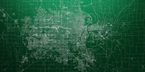 Omaha (Nebraska, USA) street map. The style of the map is green metal