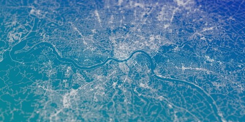 Cincinnati (Ohio, USA) street map. The style of the map is blue gradient
