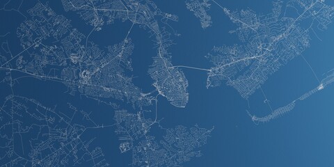 Obraz premium Charleston (South Carolina, USA) street map. The style of the map is blue paper