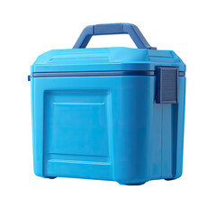 Blue, insulated cooler box, rectangular shape, with handles