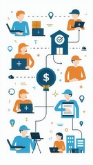 Procurement management and supply chain concept. Procurement icons related to logistics, supply chain, and inventory management. procurement in ensuring efficient business operations.