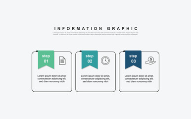 3 step infographic design. schedule concept with paper layout. can be used for workflow illustration