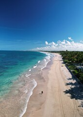 Aerial view of paradisiacal blue beach in Brazil – Porto de Galinhas, Pernambuco