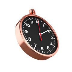 Vintage copper alarm clock isolated on transparent background