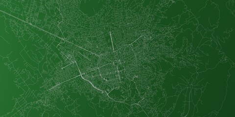 Tirana (Albania) street map. The style of the map is green background