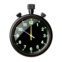 Vintage stopwatch with luminous dial isolated on transparent background