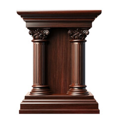 Obraz premium A podium carved from dark mahogany, exuding elegance and authority. full length isolate on transparent background