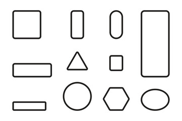 Simple Black Outline Shapes for Design and Education Vector Illustration.