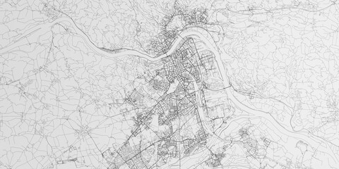 Obraz premium Linz (Austria) street map. The style of the map is black lines