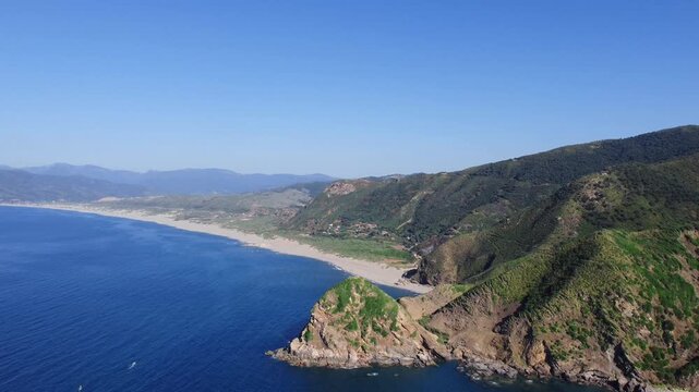 Aerial view of fantastic blue sea background. Mediterranean Sea, Europe. Beauty world, Blue horizon where the cloudless sky and the blue sea converge., view of Mediterranean sea in Jijel Algeria