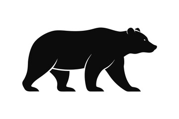 Fototapeta premium Powerful Black Bear Silhouette Walking with Confidence in a Flat Vector Style Illustration