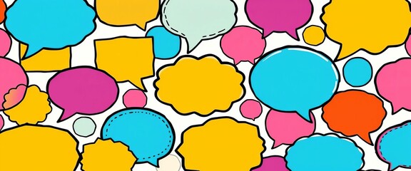 Colorful comic speech bubbles seamless pattern, perfect for kids' projects and vibrant designs,  retro,  background