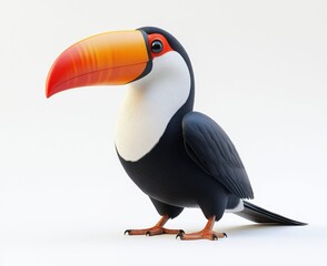 Naklejka premium Colorful Cartoon Toucan with a Bright Beak, Showcasing Its Unique Features and Charismatic Appearance in a Whimsical Style