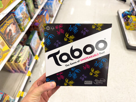Taboo Party Game Box on Store Shelf

