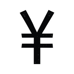 Fototapeta premium Distressed Black Japanese Yen Symbol on White Background for Financial Design