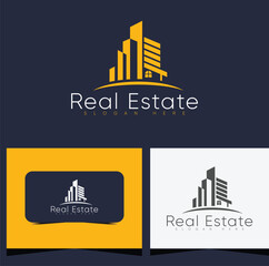 Modern Real Estate Logo Design with Business Card Mockups