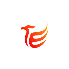letter e with eagle logo design