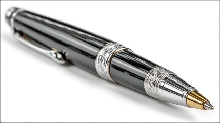 Naklejka premium Elegant black pen with silver accents.