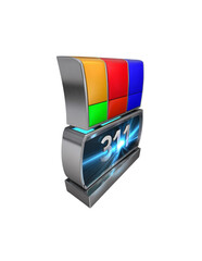Isolate Transparent, Colorful 3D Icon with Numbers and Bright Background Design Element, PNG Die-Cut For Advertising