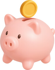 3D Vector Piggy Bank Icon for Saving and Finance