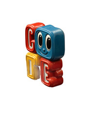 Isolate Transparent, Colorful Toy Blocks with Smiling Face for Children's Learning Playtime, PNG Die-Cut For Advertising
