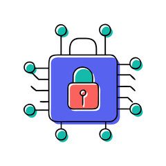 Obraz premium Cybersecurity network security data protection and privacy concept with lock and nodes for secure systems
