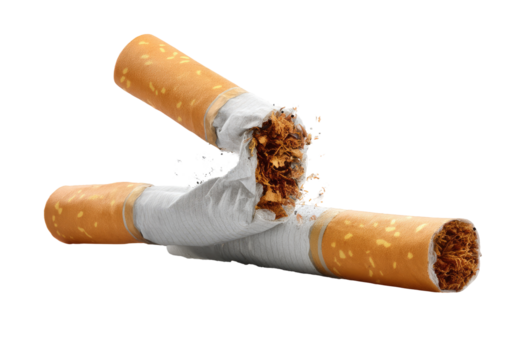 Broken cigarettes, separated and scattering