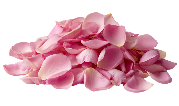 Pink rose petals piled high