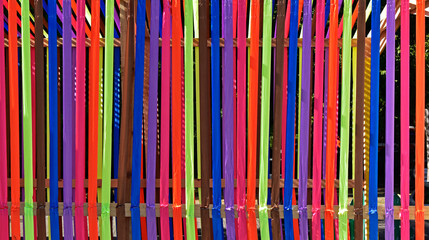 Colorful ribbons hanging in the wind (detail) in Rio de Janeiro, Brazil