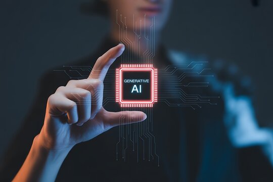 A person holding a generative ai chip digital display