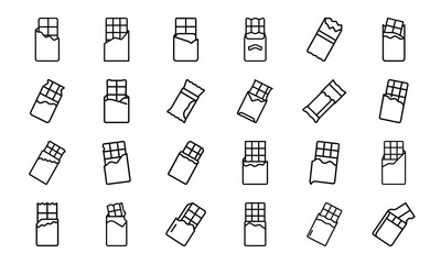 Simple Line Art Food Icons – Egg, Burger, Cheese, Chocolate, Cupcake, Cookie, Candy, Fish, Fries, Jam, Cake, and Breakfast Symbols for Culinary and Nutrition Design