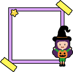 Halloween Girl in Pumpkin Costume with Frame