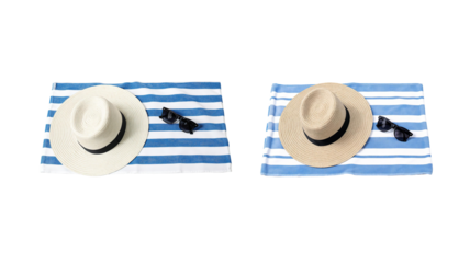 Beach mat and hat on transparent background png