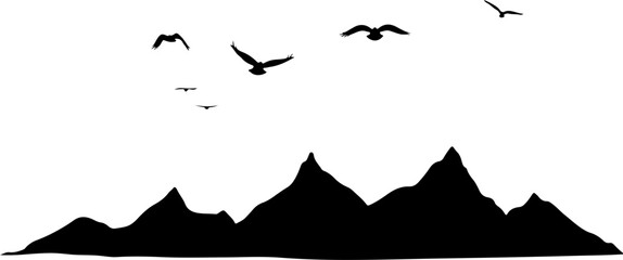 "Mountain Camping Silhouettes: Adventure Under the Stars"