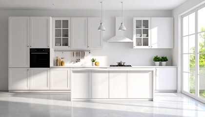 Fototapeta premium Bright, modern white kitchen