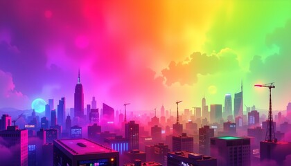 a gradient background transitioning through electric blue, vivid purple, hot pink, glowing orange with a smooth and visually appealing blend.