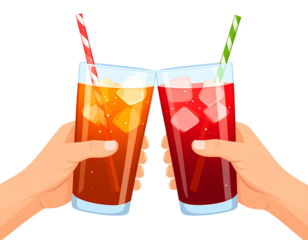 Two wine glasses clinking isolated on transparent background